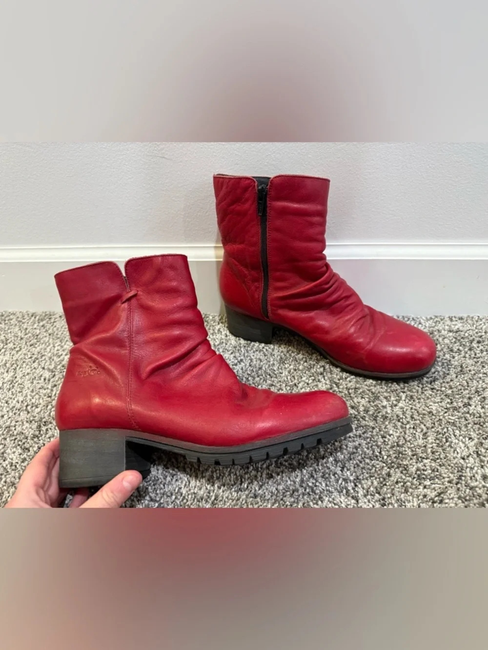 Bos&co Madrid Women's Red Leather Ankle Boots - Size 40 EU or 9 US